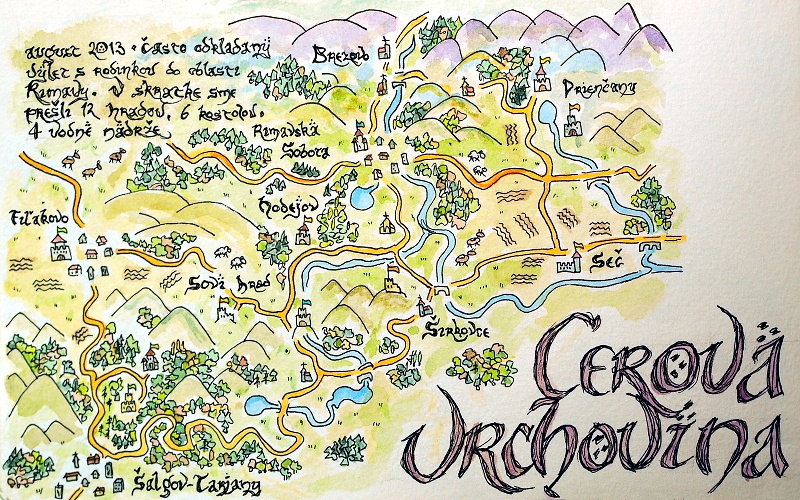 Mapa Cerovej vrchoviny